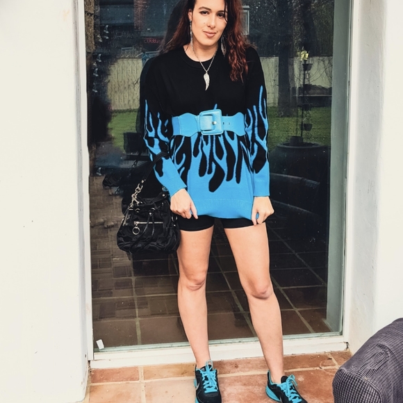 NWT Winter Oversized Streetwear Flame Sweater S: Small-Medium - Picture 8 of 12